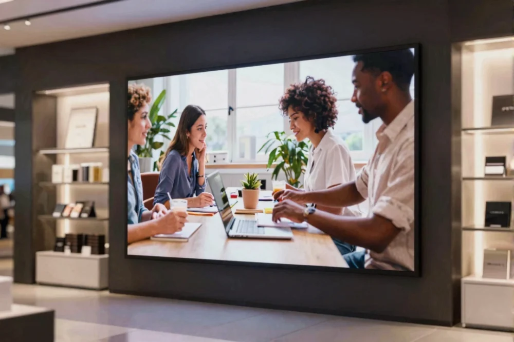 The Ultimate Guide to Retail Signage Dubai 2 A modern digital LED screen displaying high-quality visuals inside a retail store.